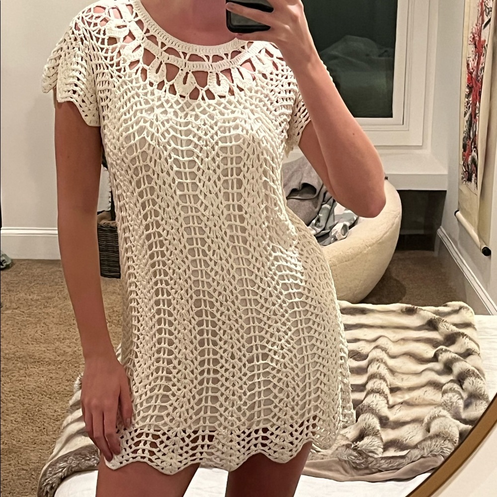 Show Me Your MuMu Crochet White Dress. Size S. Color white.